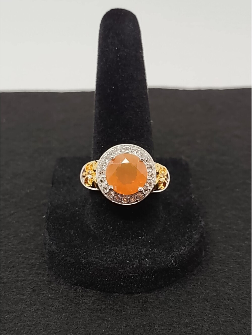 Victoria Wieck Fire Opal White Topaz Ring 925 Sz 8